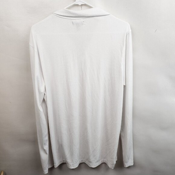 Alfani Womens White Quarter Zip Tunic Top Medium Ribbed Long Sleeve Minimalist - Picture 2 of 7